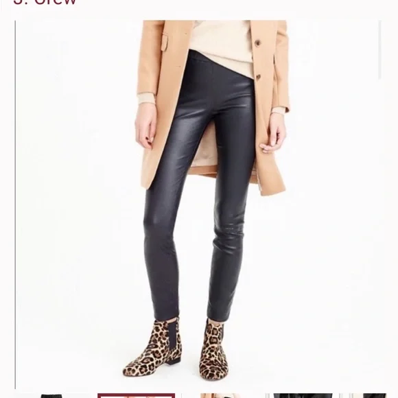 JCrew genuine leather pants EUC taupe small 2 - Picture 7 of 13